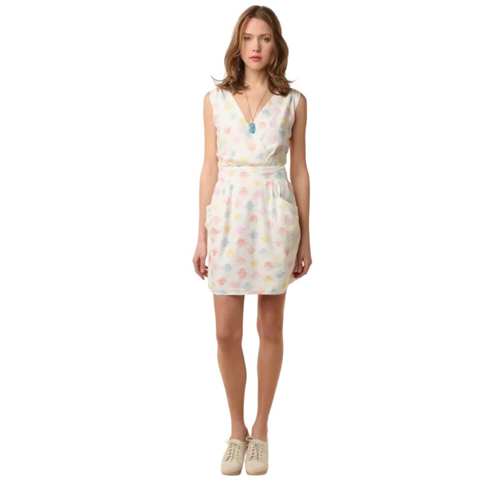 Sessun Alphonsine Watercolor Pocketed Silk Blend Mini Dress Size Medium